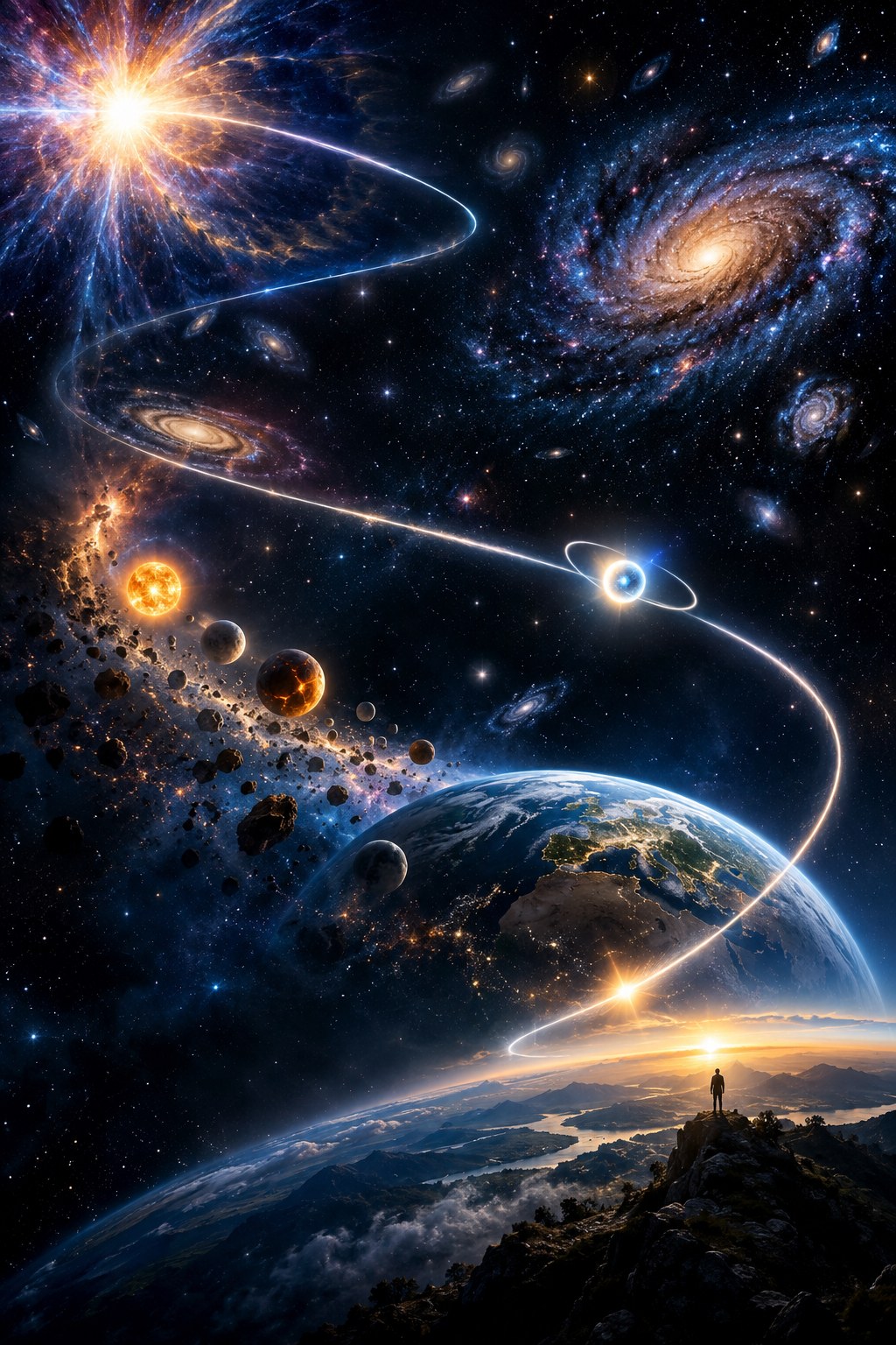 The Odyssey of My Electrons — cosmic voyage synopsis artwork